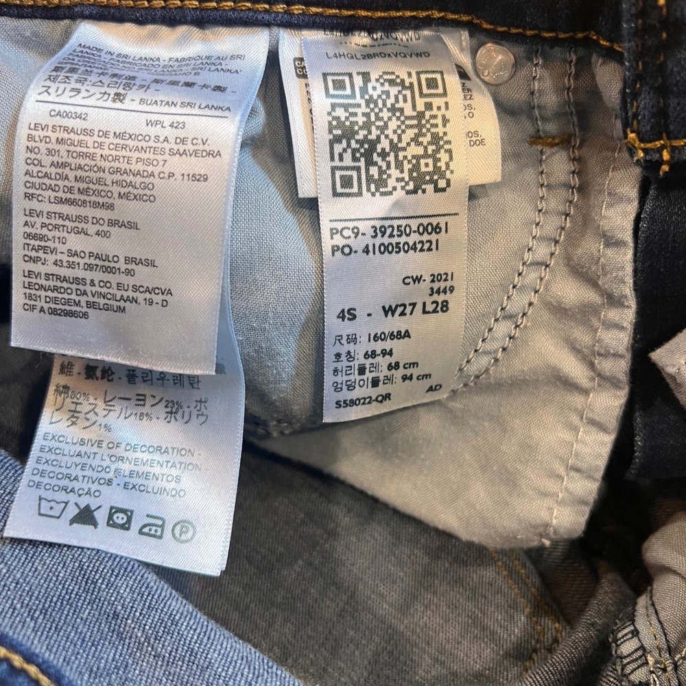 Levis Classic Straight Leg Jeans Womens Size 4 Dark Indigo Blue Stretch A3 - Picture 8 of 8
